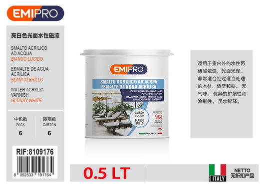 Smalto All'Acqua Bianco Lucido lt 0.500