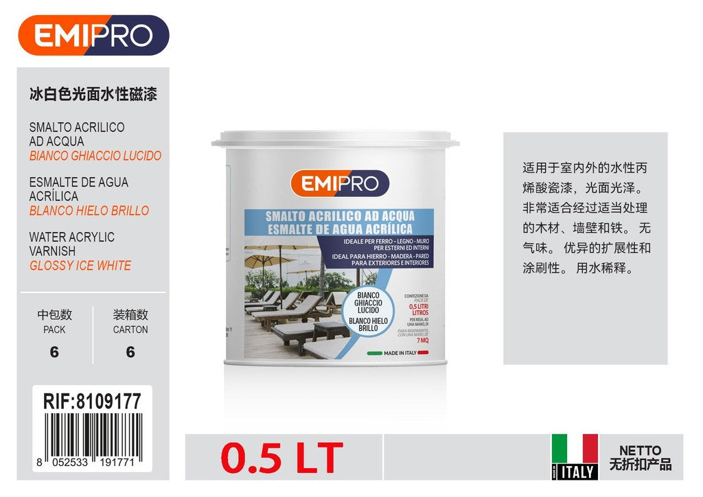 Smalto All'Acqua Lucido Bianco Ghiaccio lt 0.5
