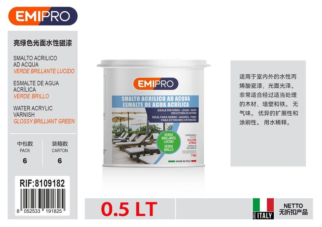 Smalto All'Acqua Lucido verde Brillante lt 0.5