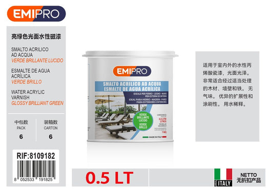 Smalto All'Acqua Lucido verde Brillante lt 0.5