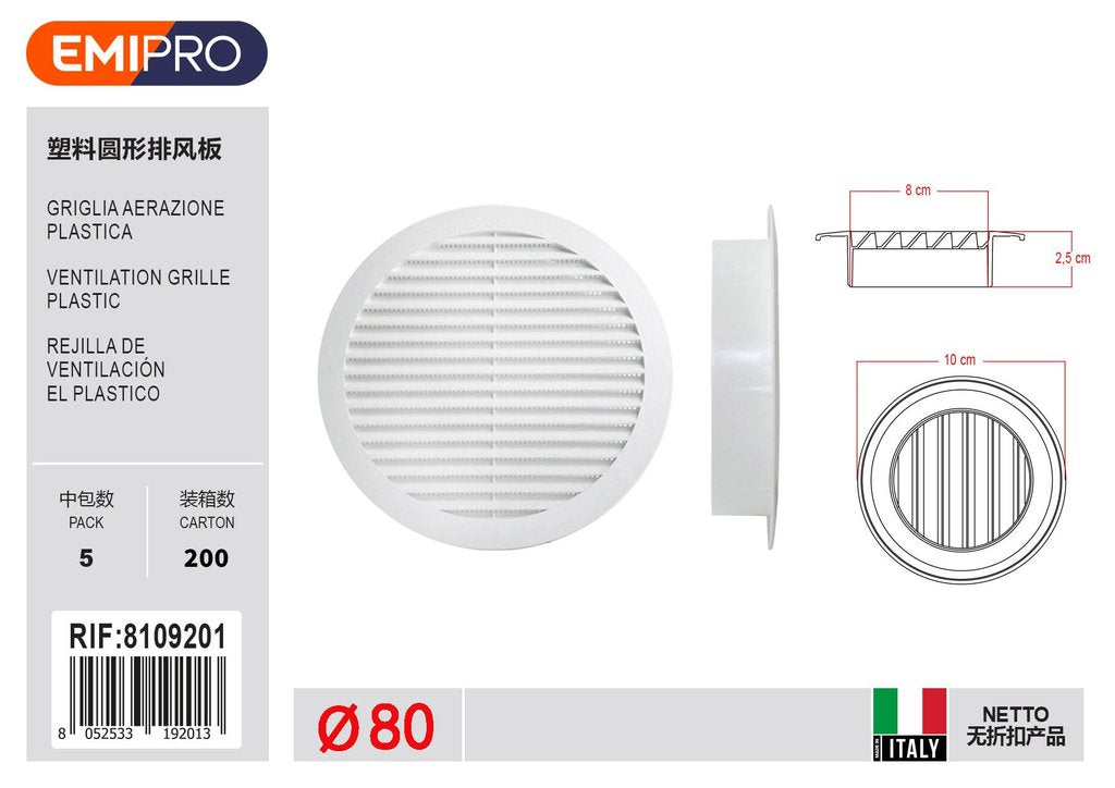 Griglia Aerazione Plastica D80