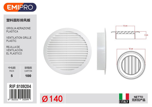 Griglia Aerazione Plastica D140