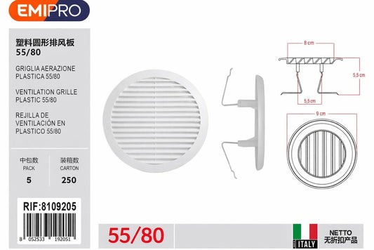Griglia Aerazione Plastica D80
