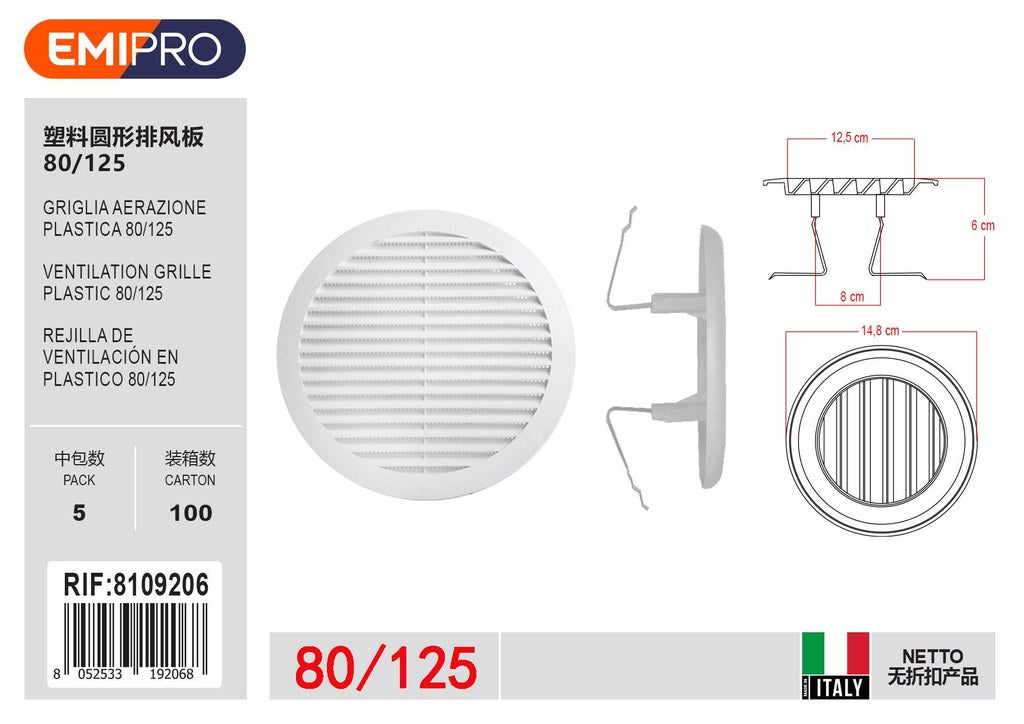 Griglia Aerazione Plastica D125