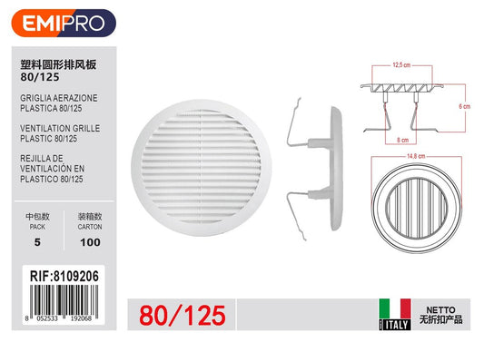 Griglia Aerazione Plastica D125