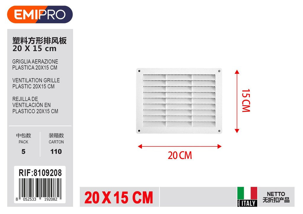 Griglia Aerazione Plastica 15*20