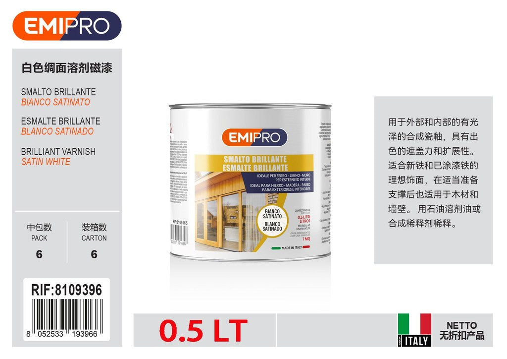 Smalto Al Solvente Bianco Satinato lt 0.5