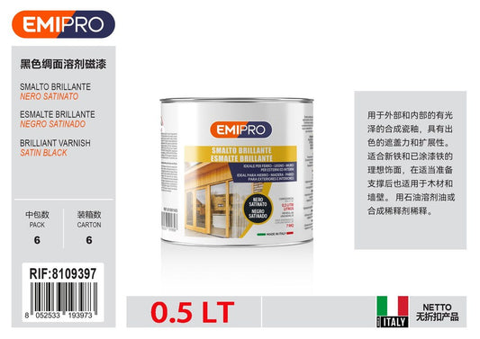 Smalto Al Solvente Nero Satinato lt 0.5