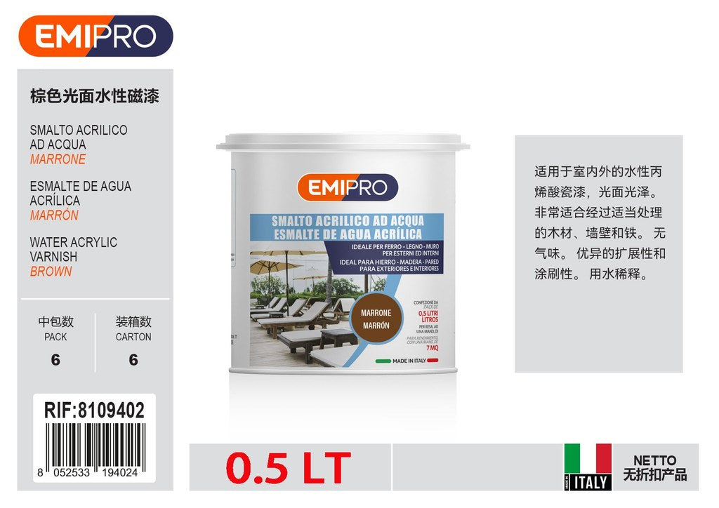 Smalto All'Acqua Lucido Marrone lt 0.5