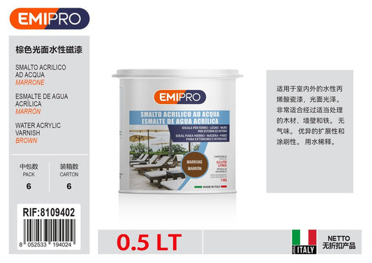 Smalto All'Acqua Lucido Marrone lt 0.5