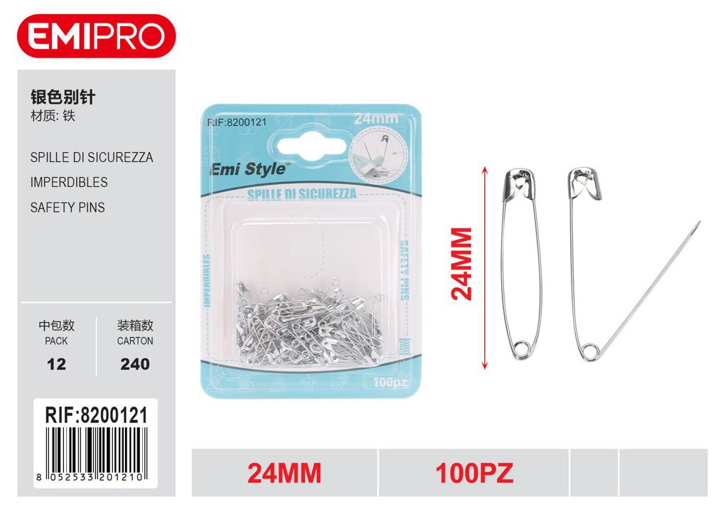 Spille Di Sicurezza 24mm 100Pz