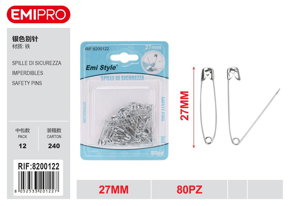 Spille Di Sicurezza 27mm 80Pz