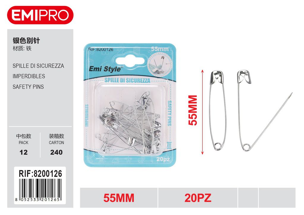Spille Di Sicurezza 55mm 20Pz