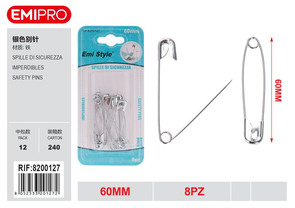 Spille Di Sicurezza 60mm 8Pz