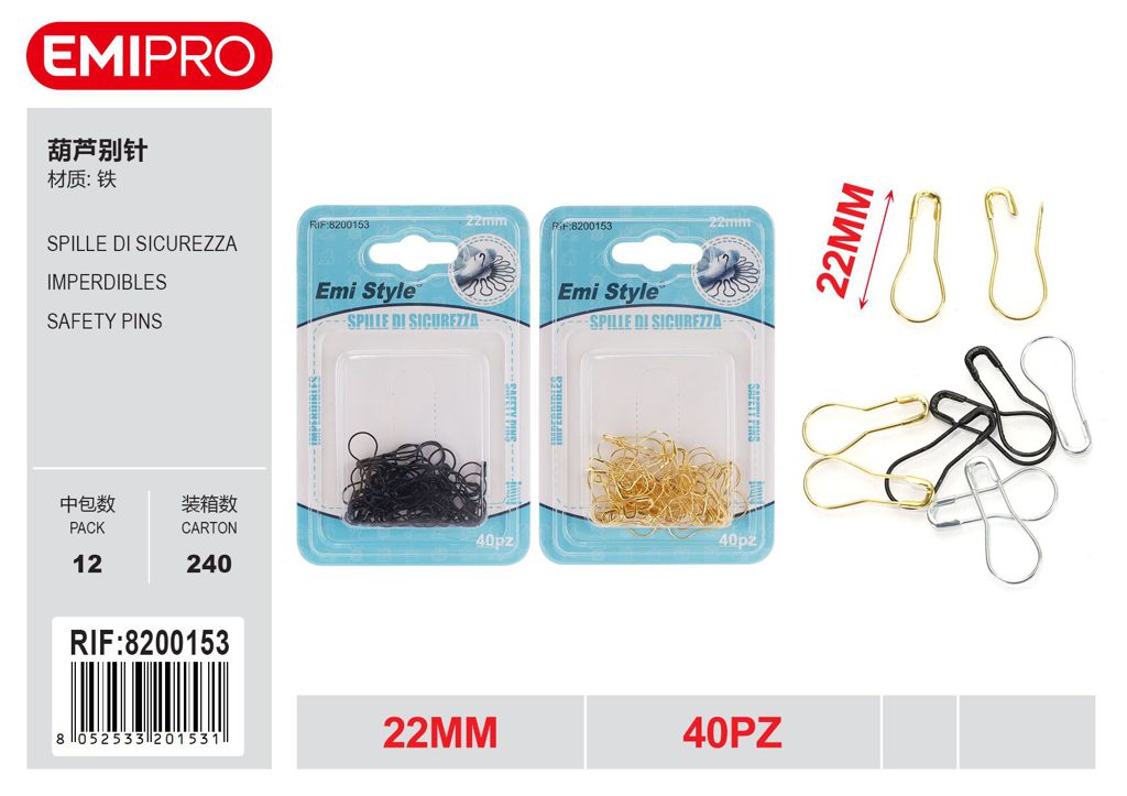 Spille Di Sicurezza 22mm 40Pz