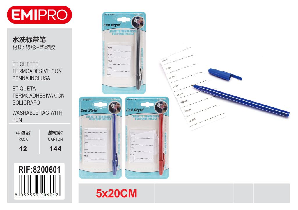Etichette Termoadesive Con Pennna Inclusa 5*20cm