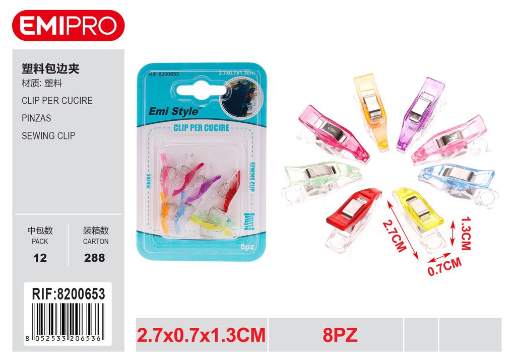 Clip Per Cucire 8Pz 2.7*0.7cm