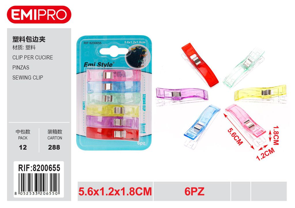 Clip Per Cucire 6Pz 5.6*1.2cm