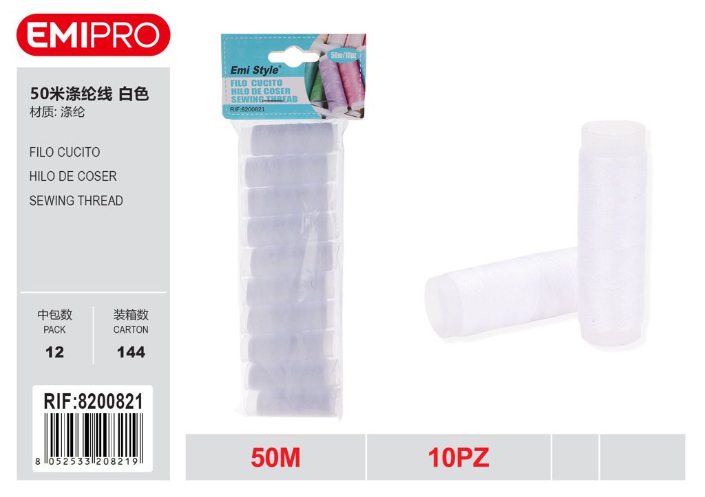 Filo Cucito 50M 10Pz