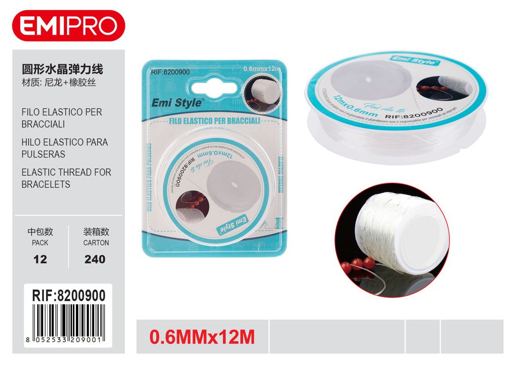 Filo Elastico Per Bracciali 0.6mm*12M