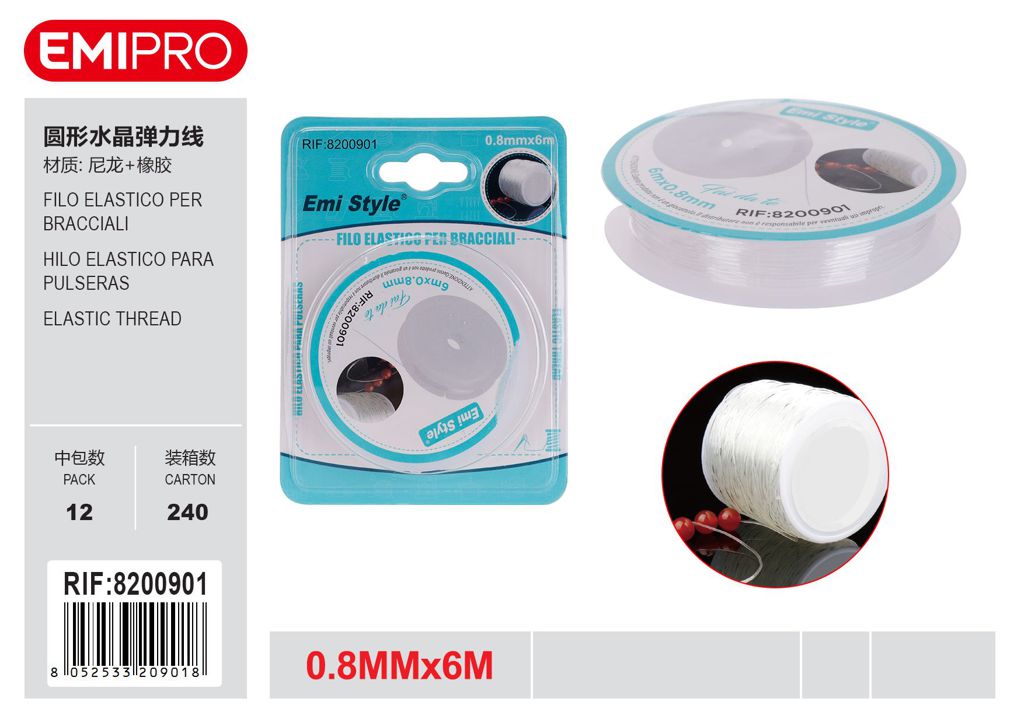 Filo Elastico Per Bracciali 0.8mm*6M