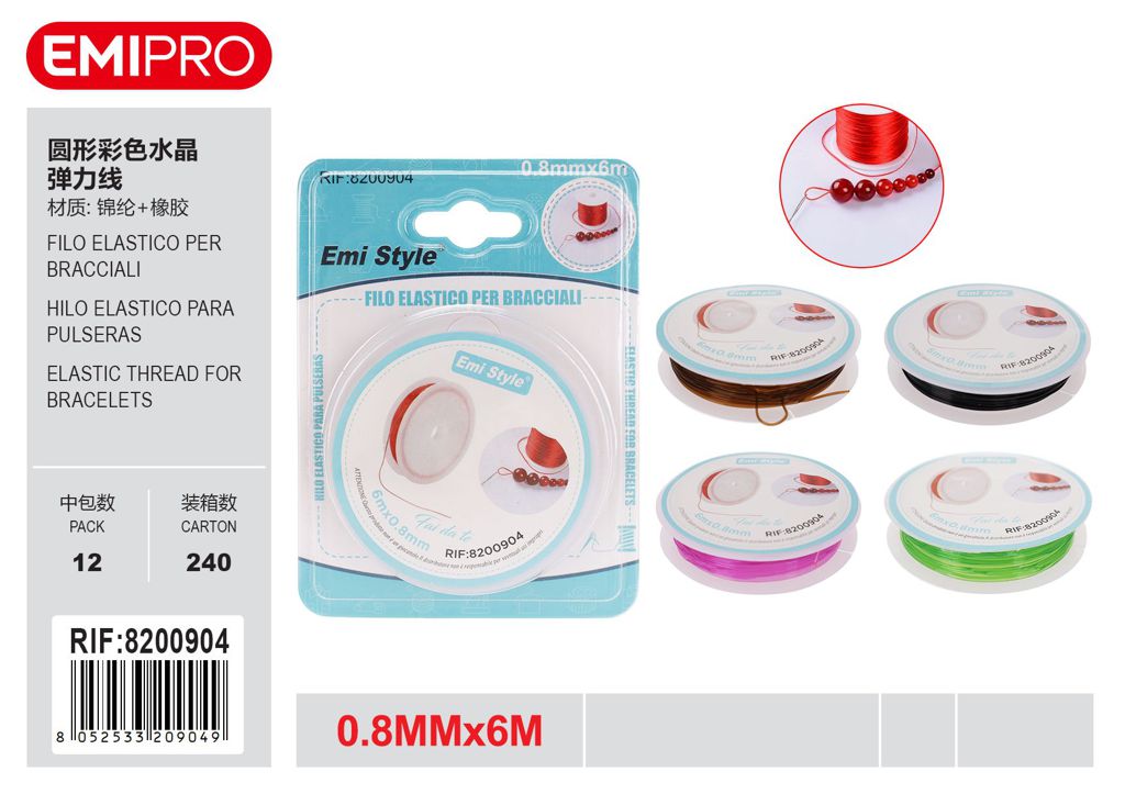 Filo Elastico Per Bracciali 0.8mm*6M