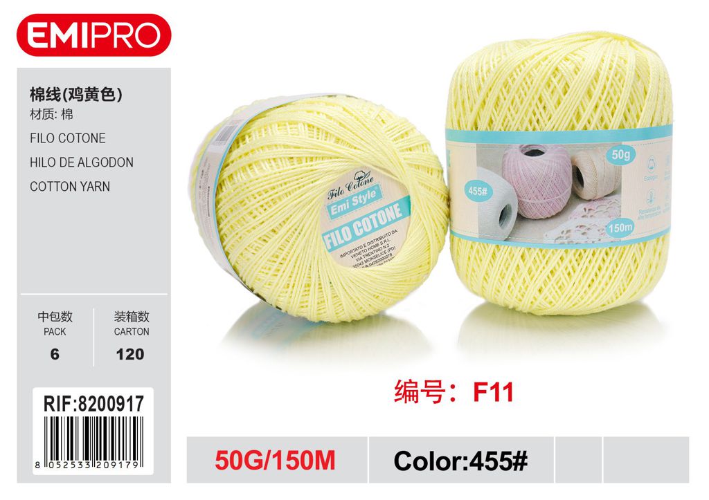 Filo Cotone Giallo Brillante 50G