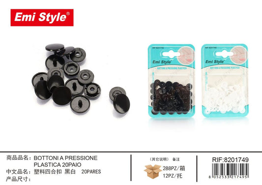Bottoni A Pressione Plastica 20Paio