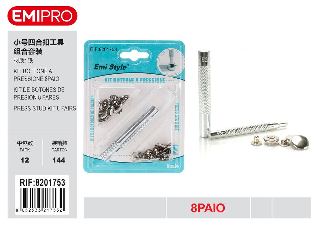 Kit Bottone A Pressione 8Paio