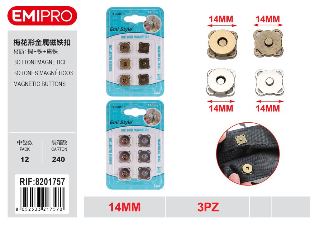 Bottoni Magnetici 14mm 6Pz