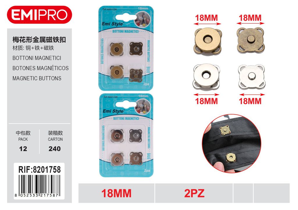 Bottoni Magnetici 18mm 4Pz