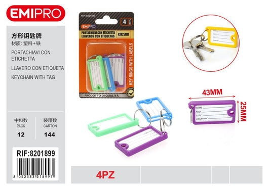 Portachiavi Con Etichetta 43*25mm 4Pz