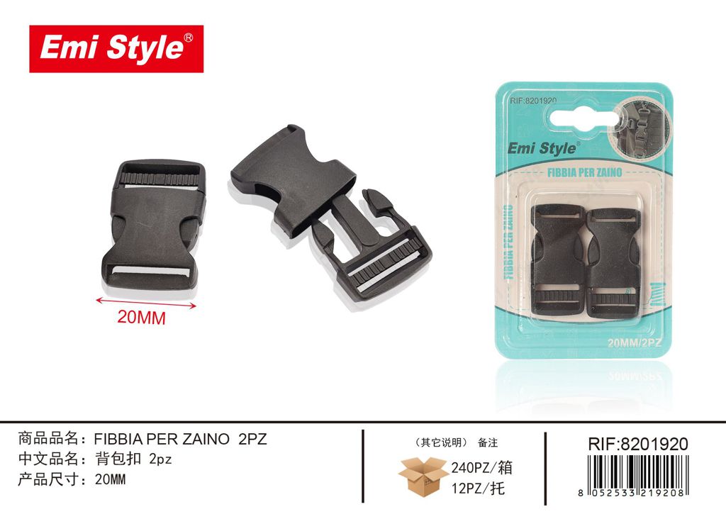Fibbia Per Zaino 20mm 2Pz