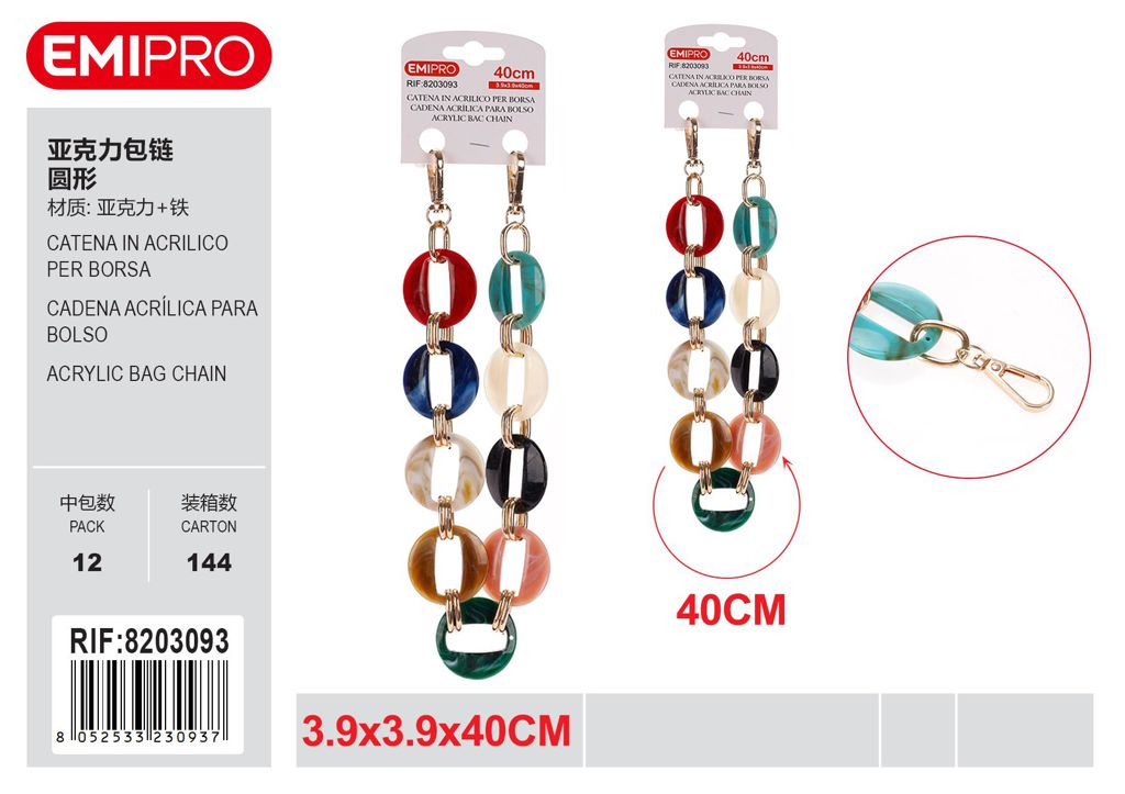 Catena In Acrilico Per Borsa 3.9*3.9*40cm