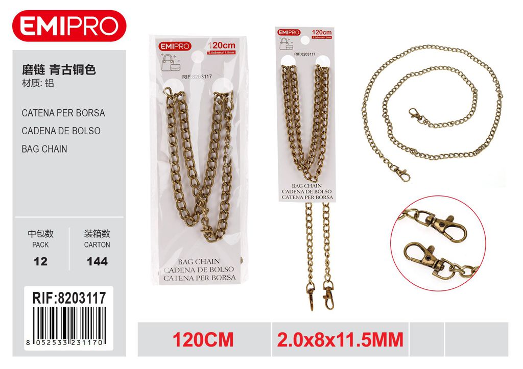 Catena Per Borsa 120cm 2.0*8*11.5mm