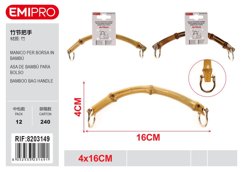 Mancio Per Borsa In Bambù 4*16cm