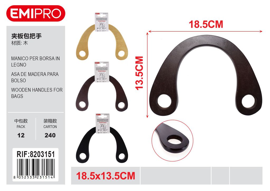 Mancio Per Borsa In Legno 18.5*13.5cm