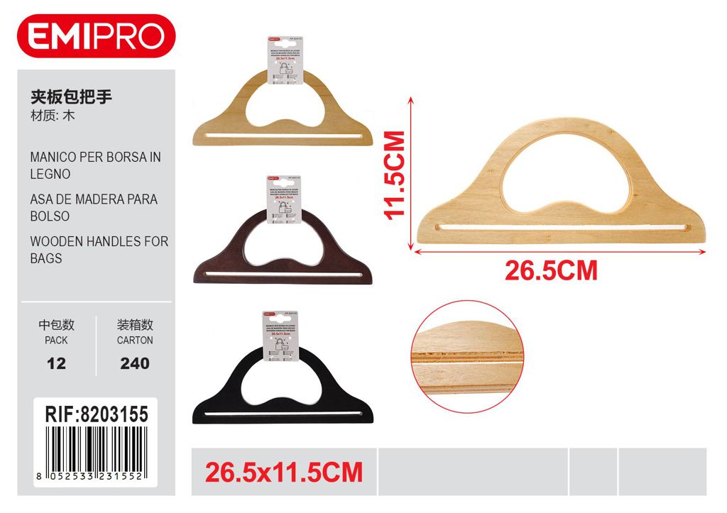 Mancio Per Borsa In Legno 26.5*11.5cm