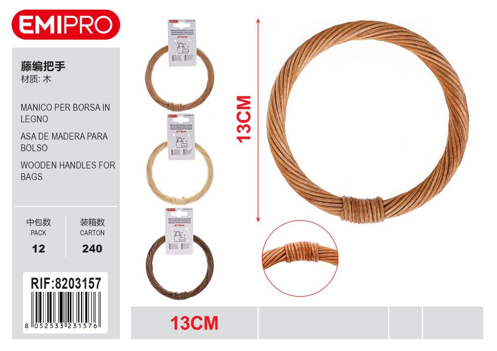 Mancio Per Borsa In Legno 13cm