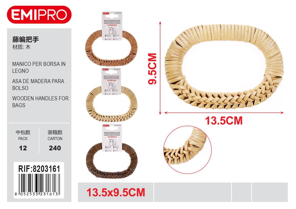 Mancio Per Borsa In Legno 13.5*9.5cm