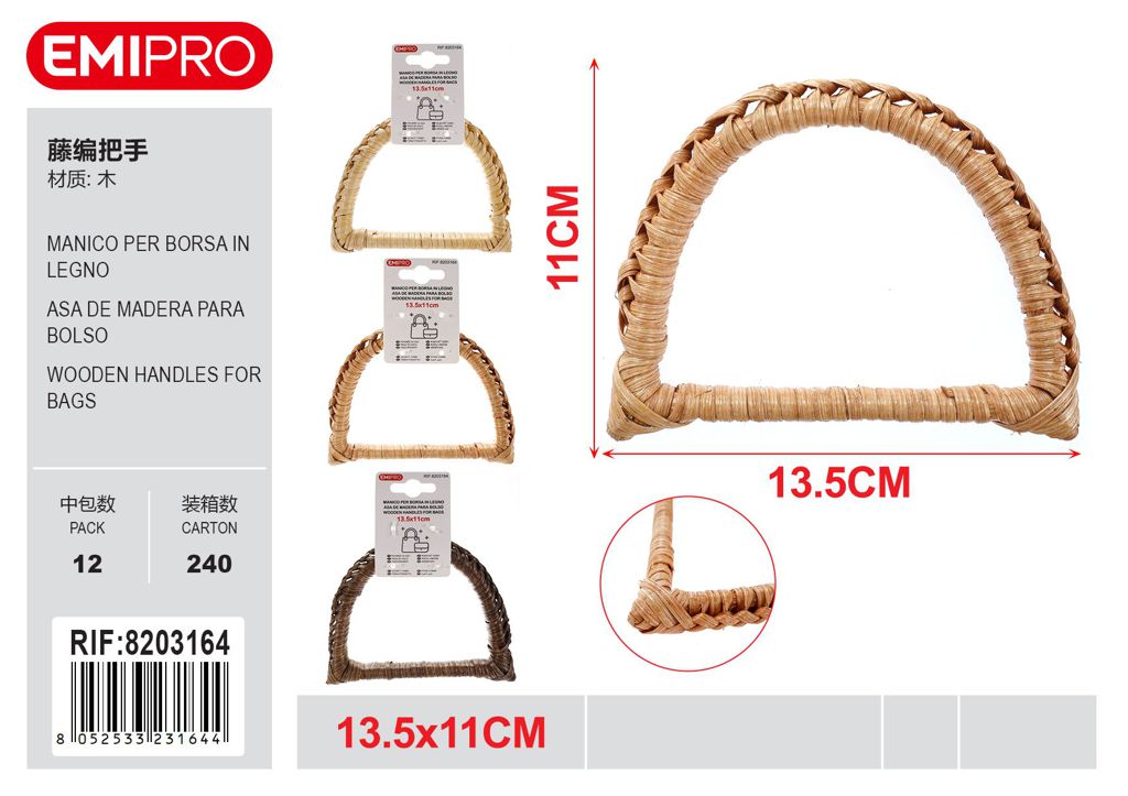 Mancio Per Borsa In Legno 13.5*11cm