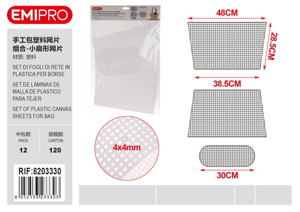 Set Di Fogli Di Rete In Plastica Per Borse 3Pz