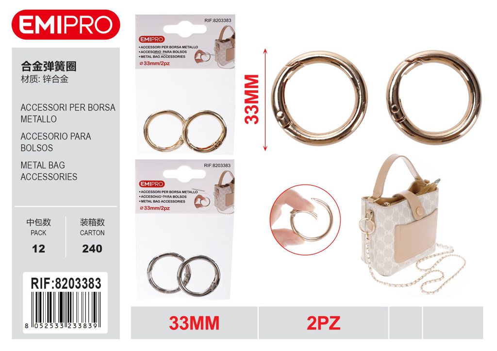 Accessori Per Borsa Metallo 33mm 2Pz