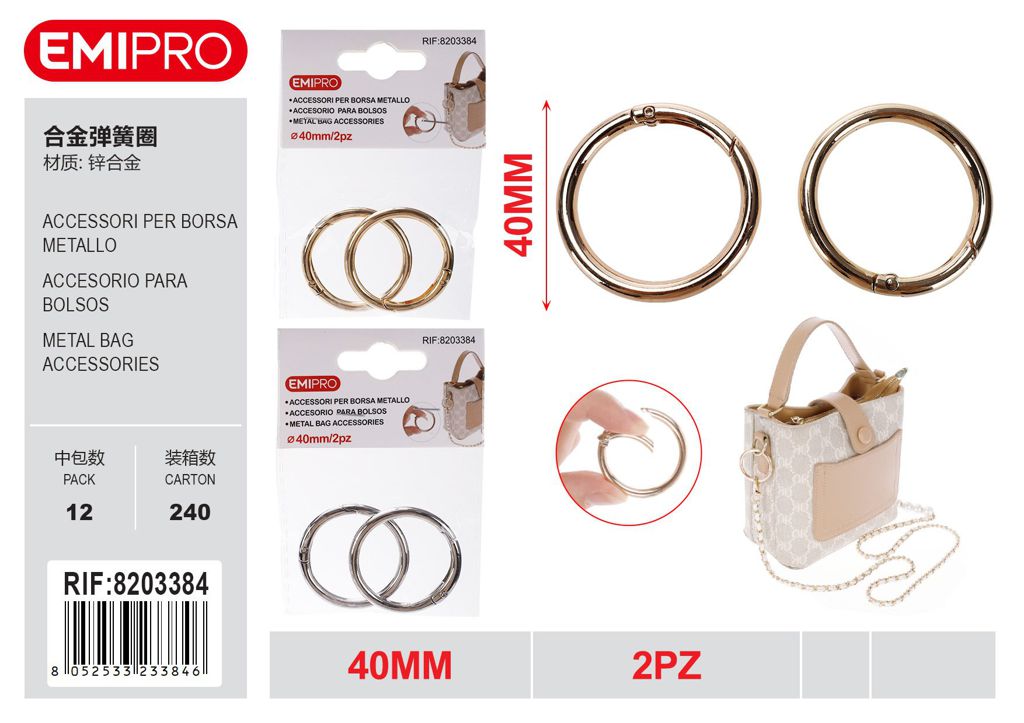 Accessori Per Borsa Metallo 40mm 2Pz