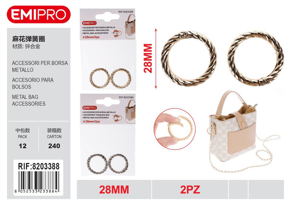 Accessori Per Borsa Metallo 28mm 2Pz