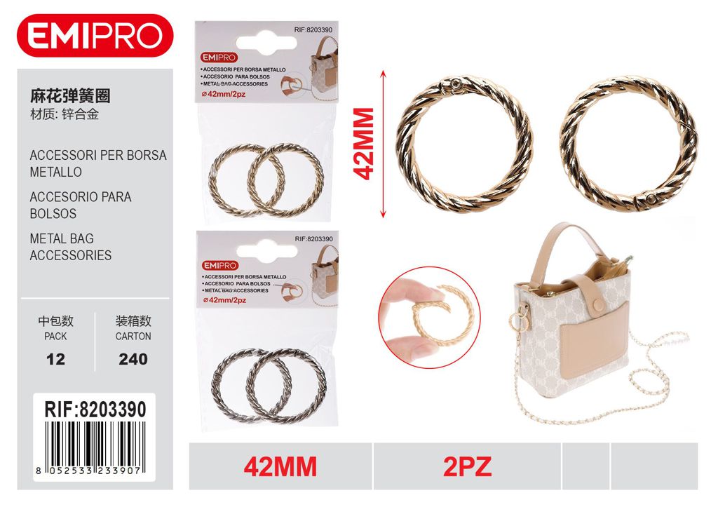 Accessori Per Borsa Metallo 42mm 2Pz