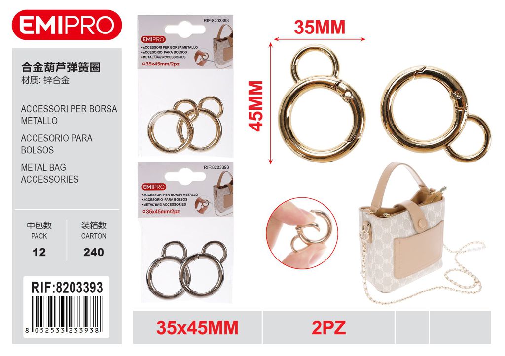 Accessori Per Borsa Metallo 5*35*45mm 2Pz