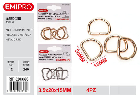 Anello A D In Metallo 3.5*20*15mm 4Pz