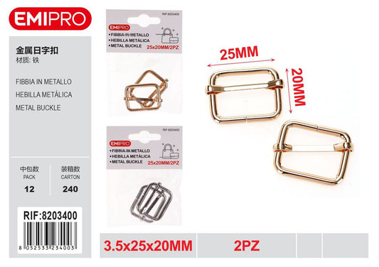Fibbia In Metallo 3.5*25*20mm 2Pz