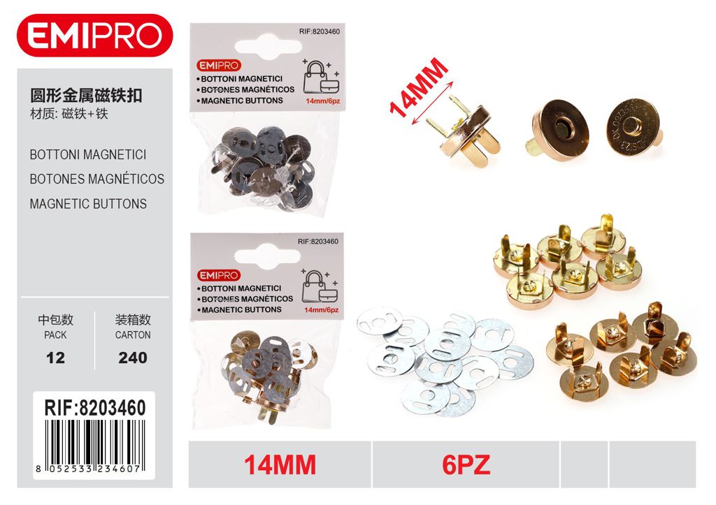 Bottoni Magnetici 14mm 6Pz